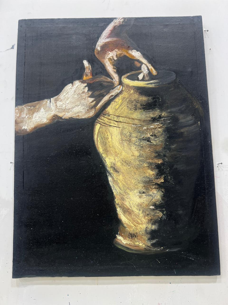 The Potter’s Hand: A Textured Study in Gold and Shadow - Image 9