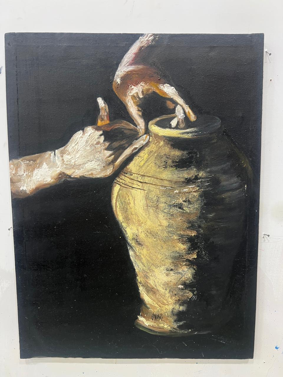 The Potter’s Hand: A Textured Study in Gold and Shadow - Image 7