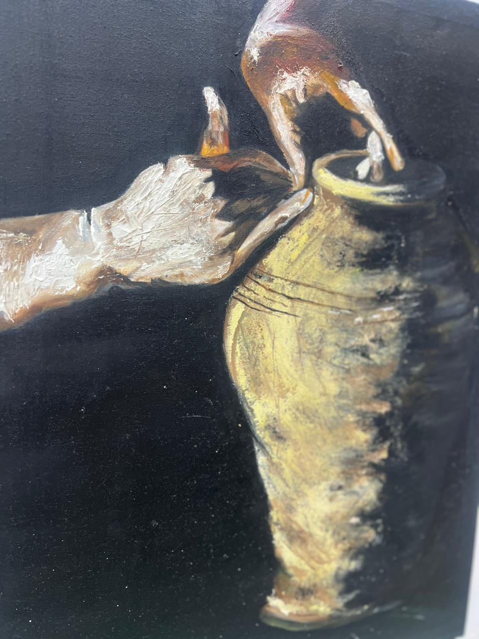 The Potter’s Hand: A Textured Study in Gold and Shadow - Image 3