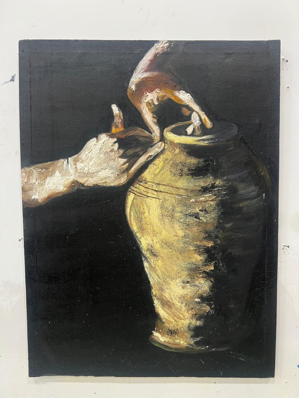 The Potter’s Hand: A Textured Study in Gold and Shadow - Image 15