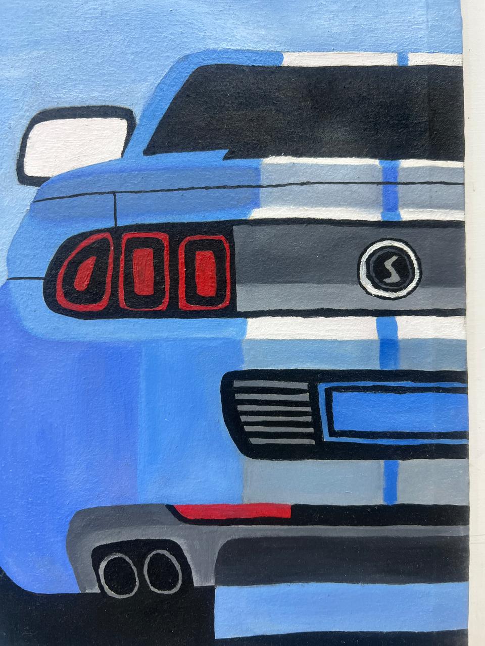 The Blue Stallion: Hand-Painted Automotive Canvas - Image 9