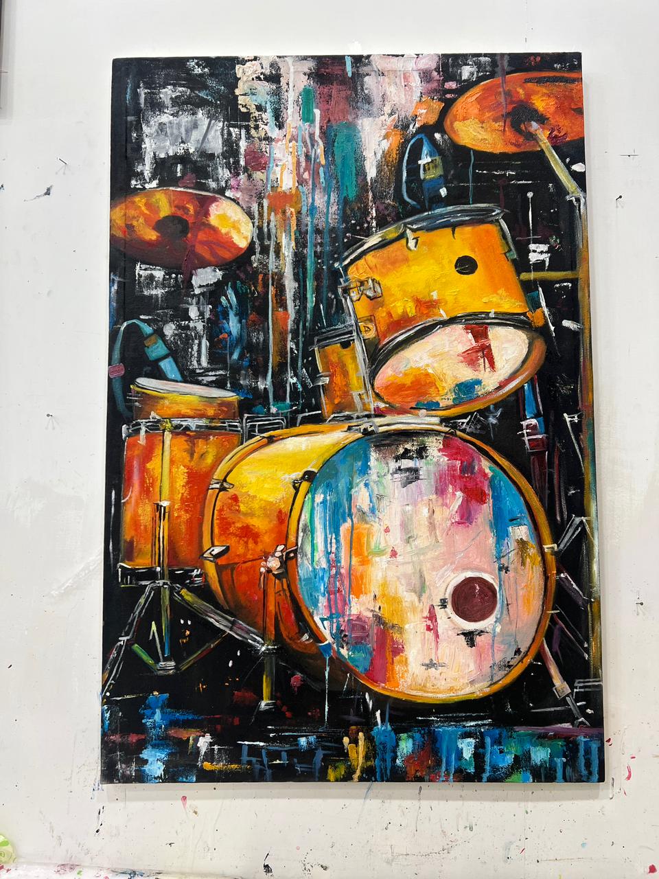 Rhythm in Color: Abstract Drum Kit Canvas